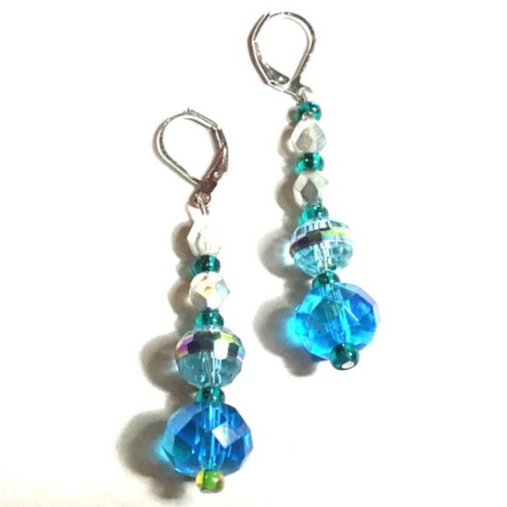 Beautiful Hand Crafted Earrings With Vintage Elements By London About 1 3/4"